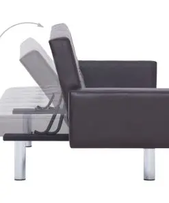 vidaXL Sofa Bed with Armrest Brown Faux Leather