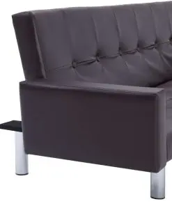 vidaXL Sofa Bed with Armrest Brown Faux Leather