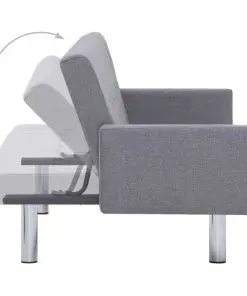 vidaXL Sofa Bed with Armrest Light Grey Polyester