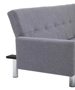 vidaXL Sofa Bed with Armrest Light Grey Polyester