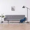 vidaXL Sofa Bed with Armrest Light Grey Polyester