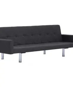 vidaXL Sofa Bed with Armrest Dark Grey Polyester