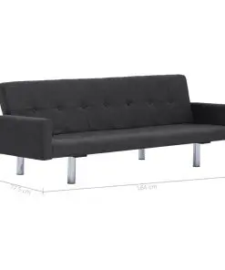 vidaXL Sofa Bed with Armrest Dark Grey Polyester