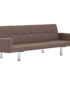 vidaXL Sofa Bed with Armrest Brown Polyester