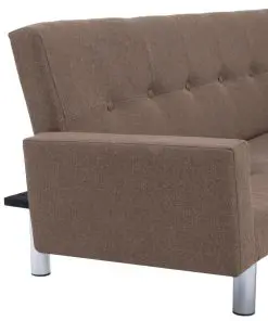 vidaXL Sofa Bed with Armrest Brown Polyester