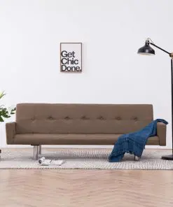 vidaXL Sofa Bed with Armrest Brown Polyester