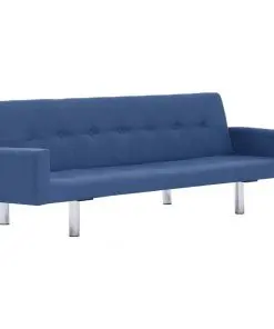 vidaXL Sofa Bed with Armrest Blue Polyester