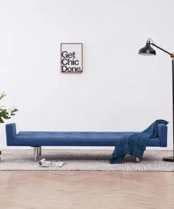 vidaXL Sofa Bed with Armrest Blue Polyester