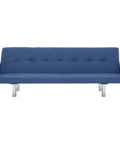 vidaXL Sofa Bed with Armrest Blue Polyester