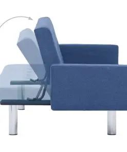 vidaXL Sofa Bed with Armrest Blue Polyester
