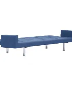 vidaXL Sofa Bed with Armrest Blue Polyester