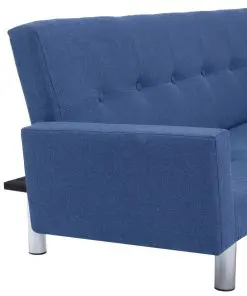 vidaXL Sofa Bed with Armrest Blue Polyester