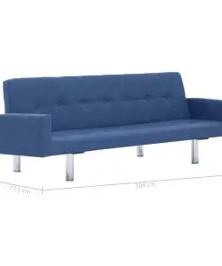vidaXL Sofa Bed with Armrest Blue Polyester
