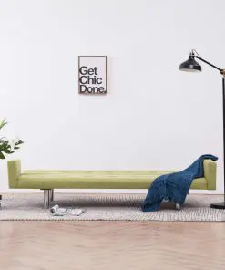 vidaXL Sofa Bed with Armrest Green Polyester