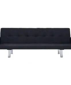 vidaXL Sofa Bed with Armrest Black Polyester