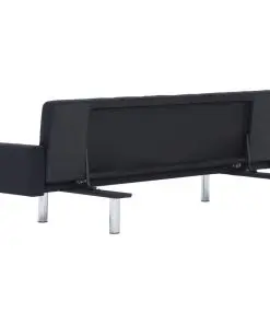 vidaXL Sofa Bed with Armrest Black Polyester