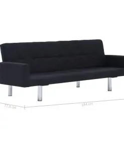 vidaXL Sofa Bed with Armrest Black Polyester