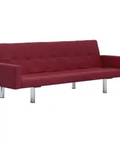 vidaXL Sofa Bed with Armrest Wine Red Polyester