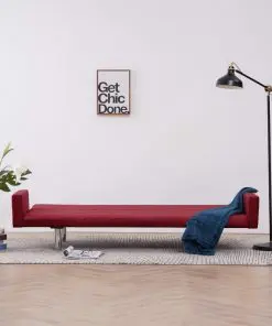 vidaXL Sofa Bed with Armrest Wine Red Polyester