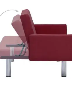 vidaXL Sofa Bed with Armrest Wine Red Polyester