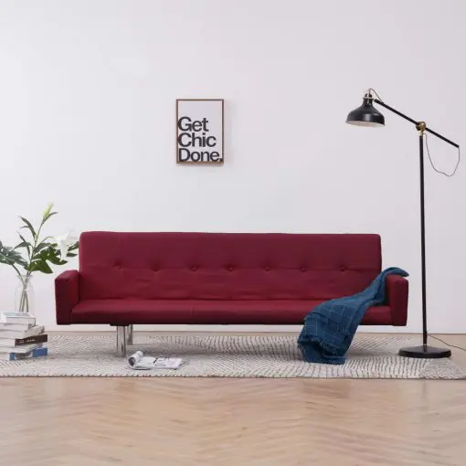 vidaXL Sofa Bed with Armrest Wine Red Polyester