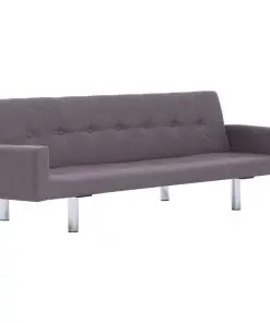 vidaXL Sofa Bed with Armrest Taupe Polyester