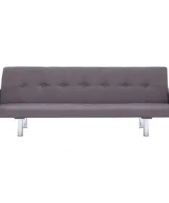 vidaXL Sofa Bed with Armrest Taupe Polyester