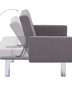 vidaXL Sofa Bed with Armrest Taupe Polyester