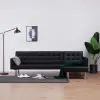 vidaXL L-shaped Sofa Bed Black Faux Leather