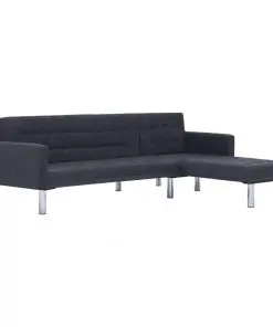 vidaXL L-shaped Sofa Bed Dark Grey Polyester