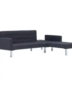 vidaXL L-shaped Sofa Bed Dark Grey Polyester