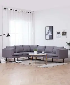 vidaXL Corner Sofa Light Grey Fabric
