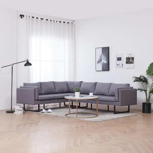 vidaXL Corner Sofa Light Grey Fabric