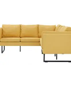 vidaXL Corner Sofa Yellow Fabric
