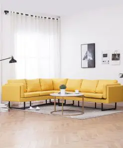vidaXL Corner Sofa Yellow Fabric