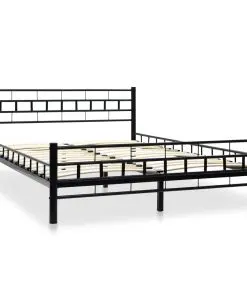 vidaXL Bed with Memory Foam Mattress Black Metal 137×187 cm Double