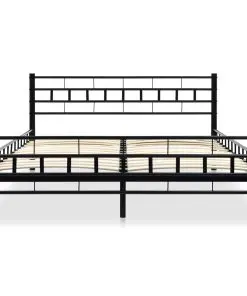 vidaXL Bed with Memory Foam Mattress Black Metal 137×187 cm Double