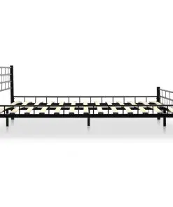 vidaXL Bed with Memory Foam Mattress Black Metal 137×187 cm Double