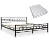 vidaXL Bed with Memory Foam Mattress Black Metal 153×203 cm Queen