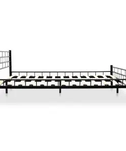 vidaXL Bed with Memory Foam Mattress Black Metal 153×203 cm Queen
