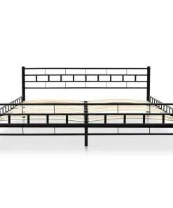 vidaXL Bed with Memory Foam Mattress Black Metal 183×203 cm King