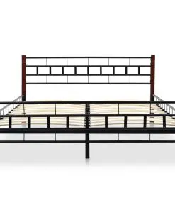 vidaXL Bed with Memory Foam Mattress Black Metal 137×187 cm Double
