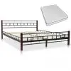vidaXL Bed with Memory Foam Mattress Black Metal 153×203 cm Queen