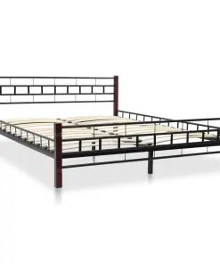 vidaXL Bed with Memory Foam Mattress Black Metal 153×203 cm Queen