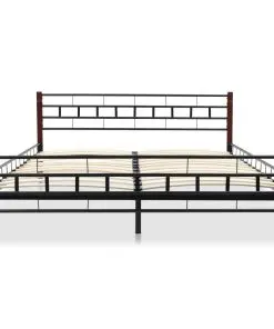 vidaXL Bed with Memory Foam Mattress Black Metal 153×203 cm Queen