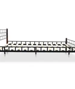 vidaXL Bed with Memory Foam Mattress Black Metal 153×203 cm Queen