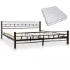 vidaXL Bed with Memory Foam Mattress Black Metal 183×203 cm King