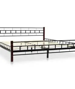 vidaXL Bed with Memory Foam Mattress Black Metal 183×203 cm King