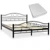 vidaXL Bed with Memory Foam Mattress Black Metal 137×187 cm Double