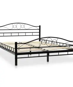 vidaXL Bed with Memory Foam Mattress Black Metal 137×187 cm Double